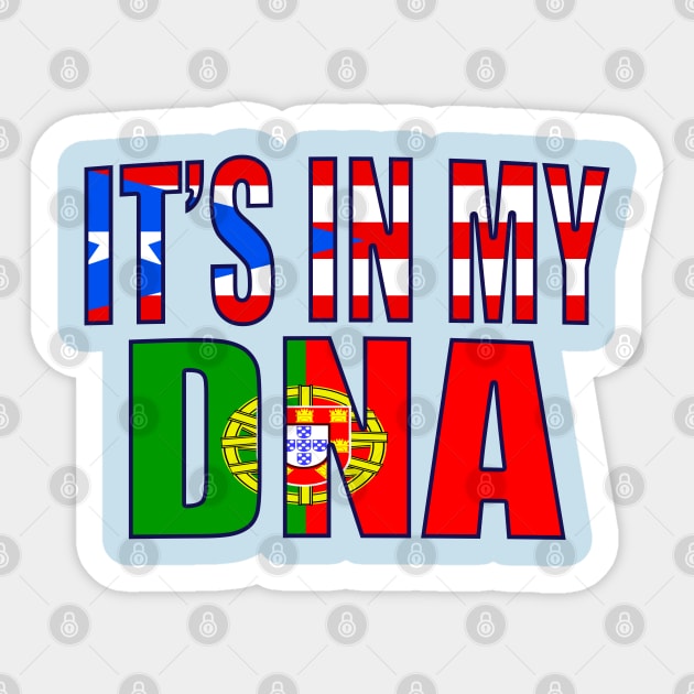 Puerto Rican And Portuguese Mix DNA Flag Heritage Gift Sticker by Just Rep It!!